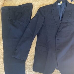 Blue Armani suit, 31 inch inseam, 36 inch waist. Sleeve length 25 inches, large